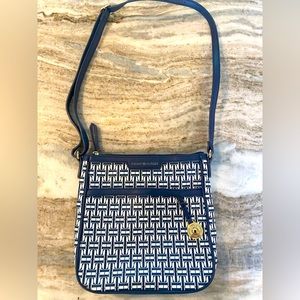 Tommy Hilfiger Navy blue and white leather handbag